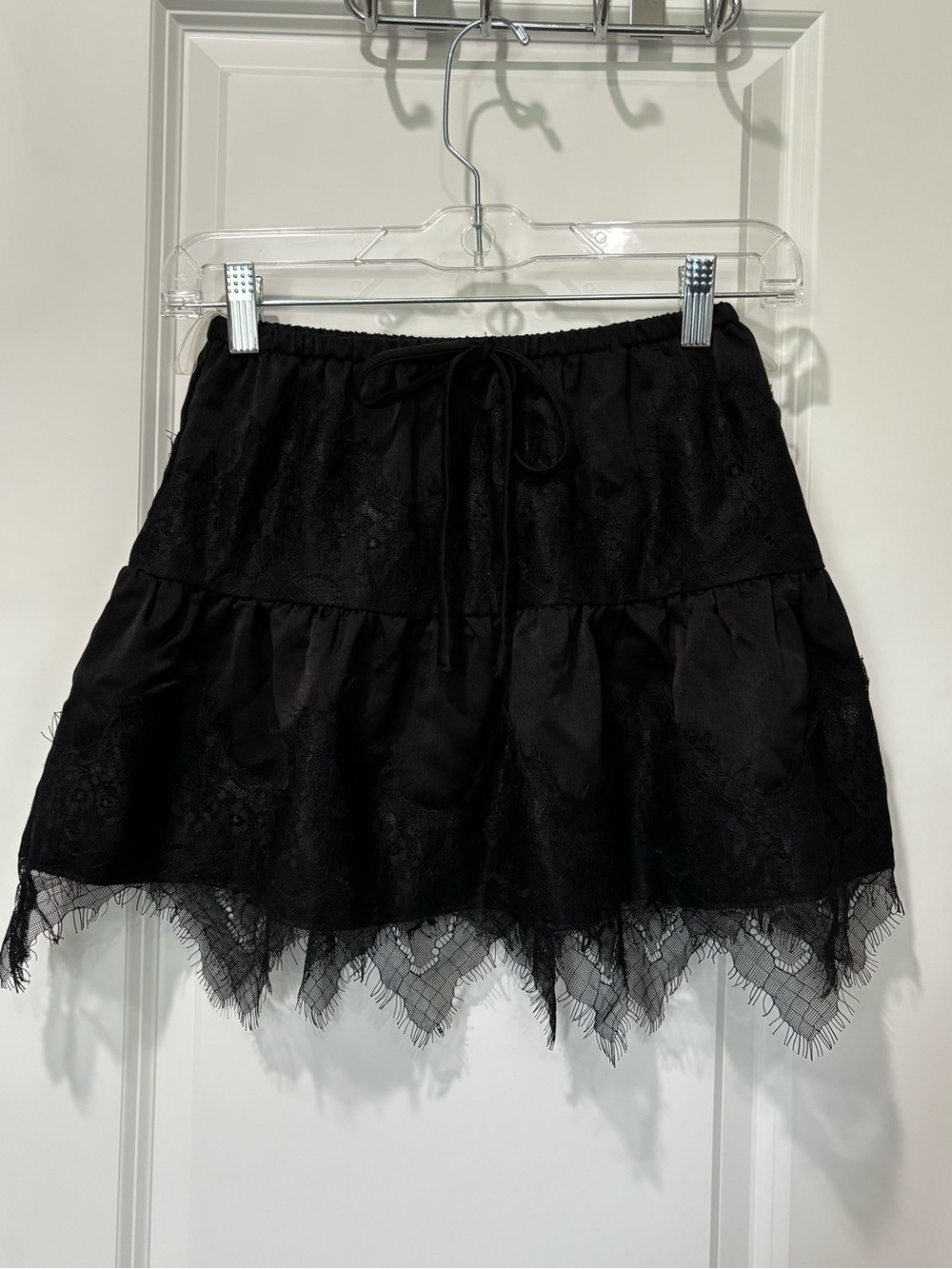 12 Tribe Bexley Black Lace Trim Mini Skirt